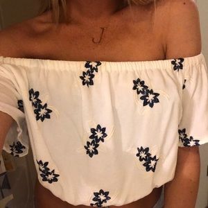 White off the shoulder crop top